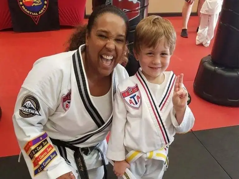child student having fun during a martial arts class